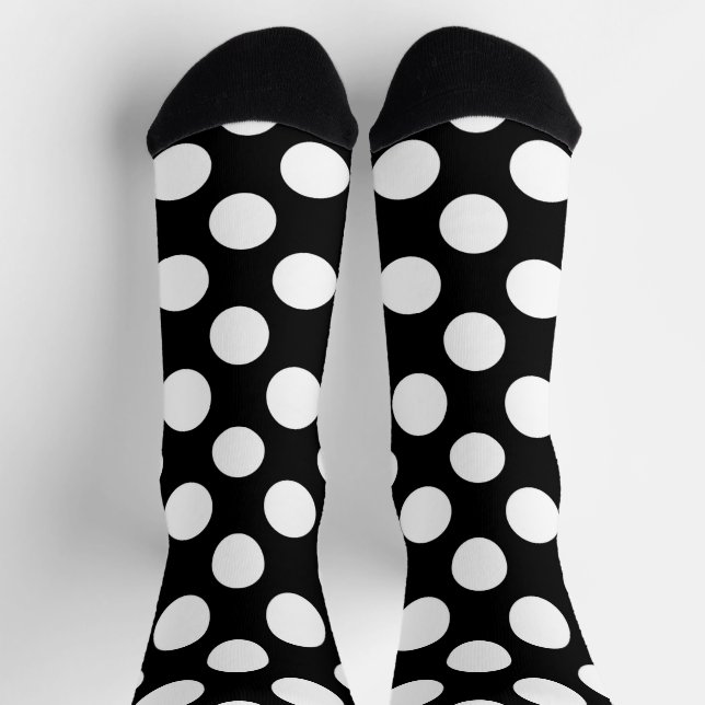 Schwarz-Weiß-Polka-Punkte, Polka-Dot-Muster Socken (Oben)