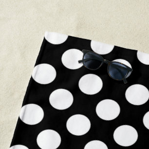 Schwarz-Weiß-Polka-Punkte, Polka-Dot-Muster Strandtuch
