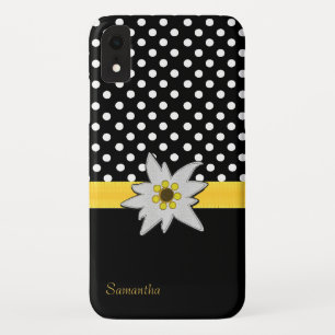 Schwarz-Weiß-Polka-Punkte und Edelweiß Case-Mate iPhone Hülle