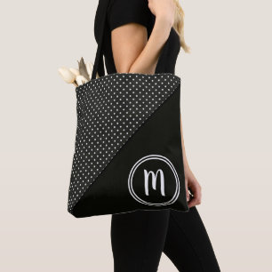 Schwarz-Weiß-Polka-Punkte und Solid-Monogramm