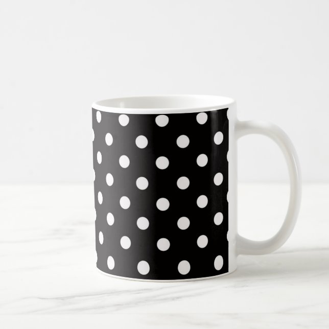 Schwarz-Weiß-Polka-Punktmuster Kaffeetasse (Rechts)