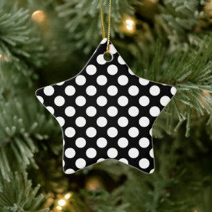 Schwarz-Weiß-Polka-Punktmuster Keramik Ornament