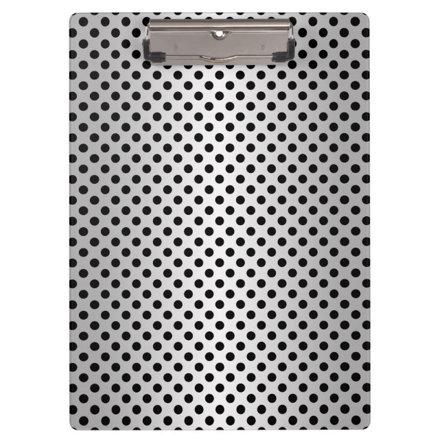 Schwarz-Weiß-Polka-Punktmuster Klemmbrett (Vorderseite)