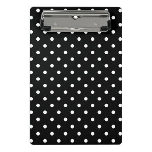Schwarz-Weiß-Polka-Punktmuster Mini Klemmbrett