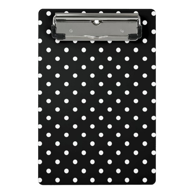 Schwarz-Weiß-Polka-Punktmuster Mini Klemmbrett (Vorderseite)