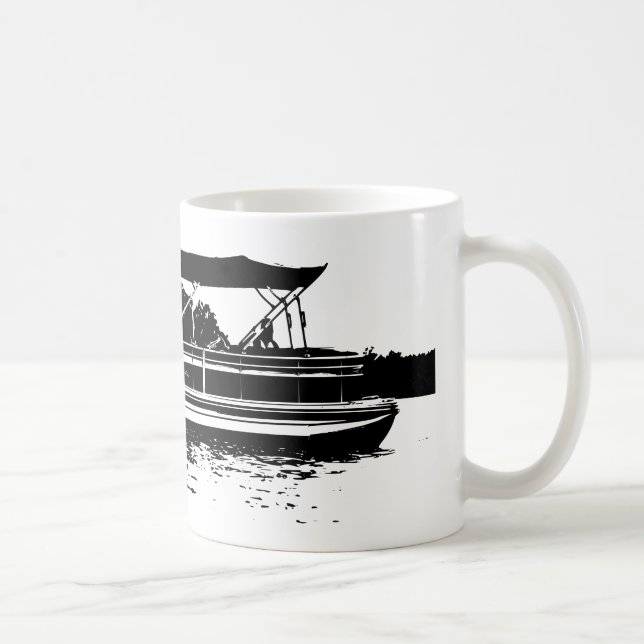 Schwarz-Weiß-Pontoon-Boot - personalisierte Umarmu Tasse (Rechts)