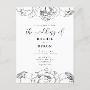 Schwarz-Weiß-Ponys - elegante Hochzeitseinladung Postkarte