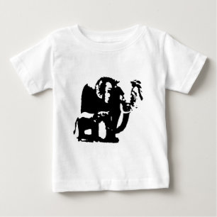 Schwarz-Weiß-Pop-Art-Baby- und Mutter-Elefanten Baby T-shirt