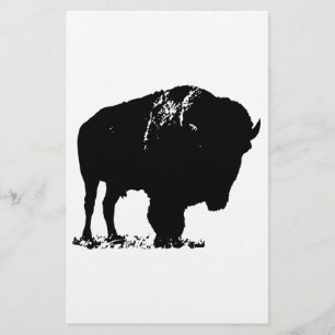 Schwarz-Weiß-Pop-Art-Bison-Buffel Briefpapier