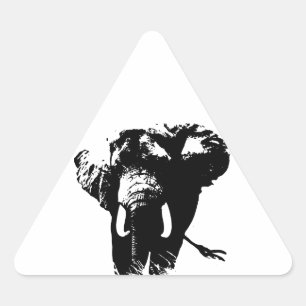 Schwarz-Weiß-Pop Art Elephant Dreieckiger Aufkleber