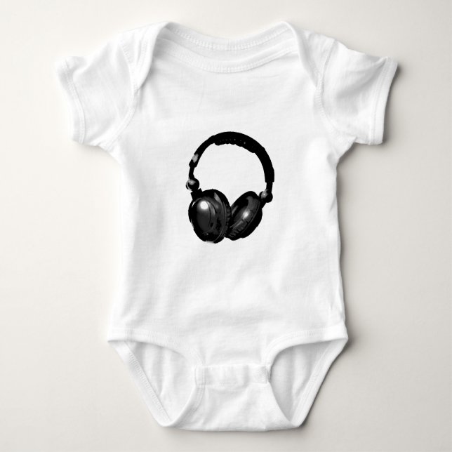Schwarz-Weiß-Pop Art Headphone Baby Strampler (Vorderseite)