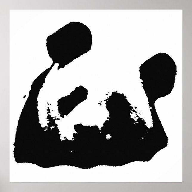 Schwarz-Weiß-Pop Art Panda Poster (Vorne)