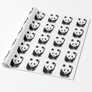 Schwarz-Weiß-Pop Art Panda Wrapping Paper Geschenkpapier
