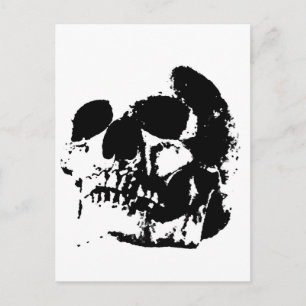 Schwarz-Weiß-Pop Art Skull Postkarte