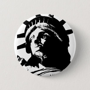 Schwarz-Weiß-Pop Art-Statue Button