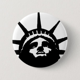 Schwarz-Weiß-Pop Art-Statue Button