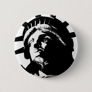 Schwarz-Weiß-Pop Art-Statue Button