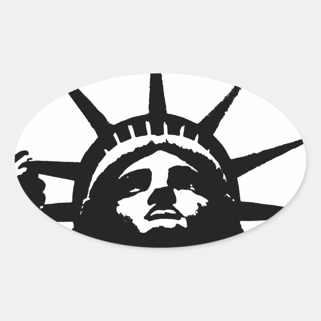 Schwarz-Weiß-Pop Art Statue of Liberty Sticker (Vorderseite)
