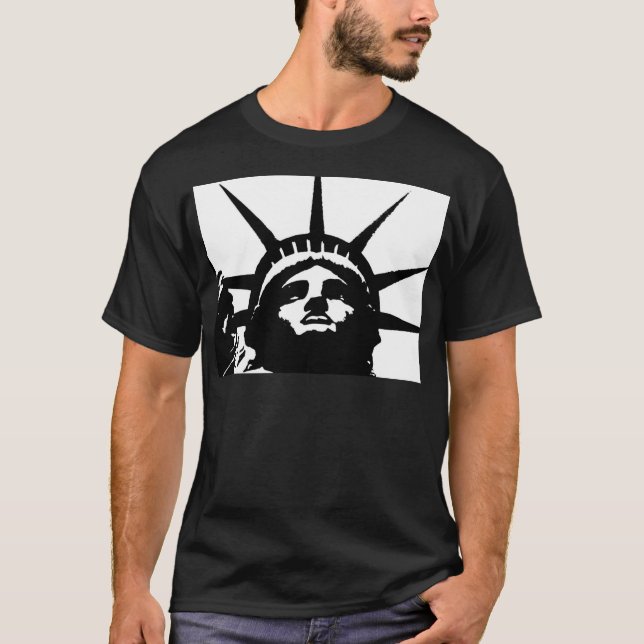 Schwarz-Weiß-Pop Art-Statue T-Shirt (Vorderseite)