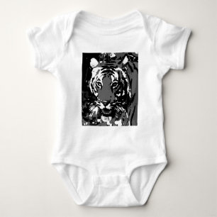 Schwarz Weiß Pop Art Tiger Baby Strampler