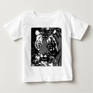 Schwarz Weiß Pop Art Tiger Baby T-shirt