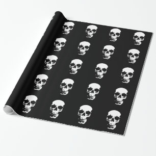 Schwarz-Weiß-Pop-Art-Totenkopf Geschenkpapier