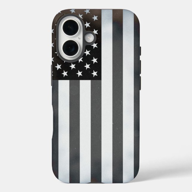 Schwarz-Weiß-Pop Art US-amerikanische Flagge Case-Mate iPhone Hülle (Rückseite)