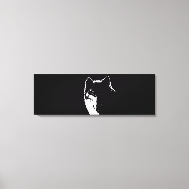Schwarz & Weiß Pop Art Wolf Leinwanddruck (Vorderseite)