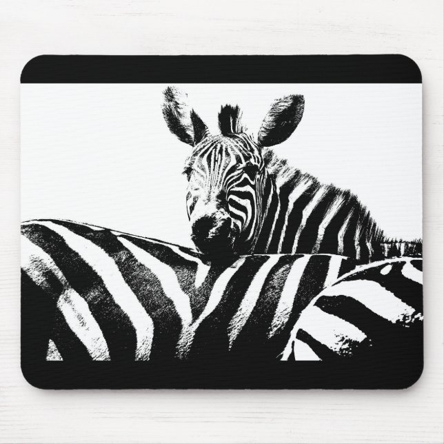 Schwarz-Weiß-Pop Art Zebras-Vorlage Mousepad (Vorne)