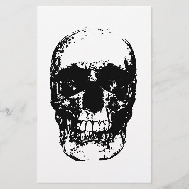 Schwarz-Weiß-Pop Skull Briefpapier (Vorderseite)