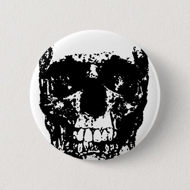 Schwarz-Weiß-Pop Skull Button (Vorderseite)