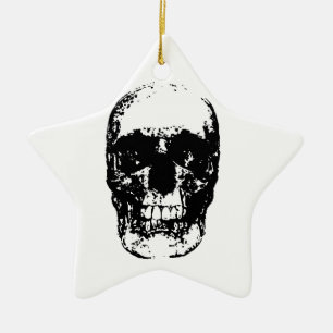 Schwarz-Weiß-Pop Skull Keramik Ornament