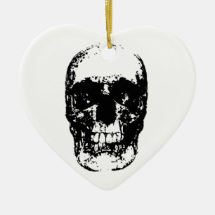 Schwarz-Weiß-Pop Skull Keramikornament