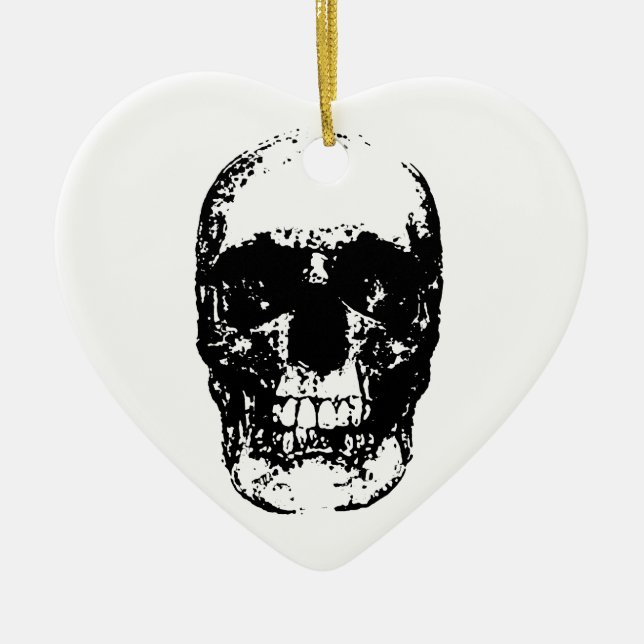 Schwarz-Weiß-Pop Skull Keramikornament (Vorne)