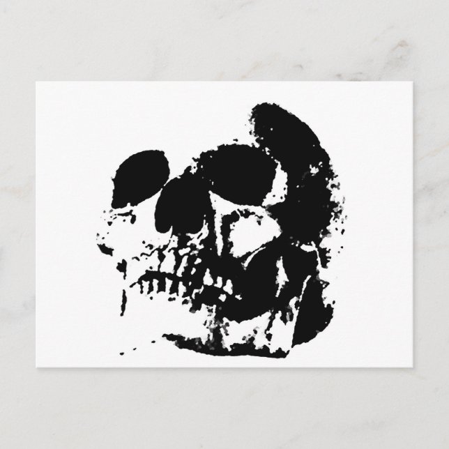 Schwarz-Weiß-Pop Skull Postkarte (Vorderseite)