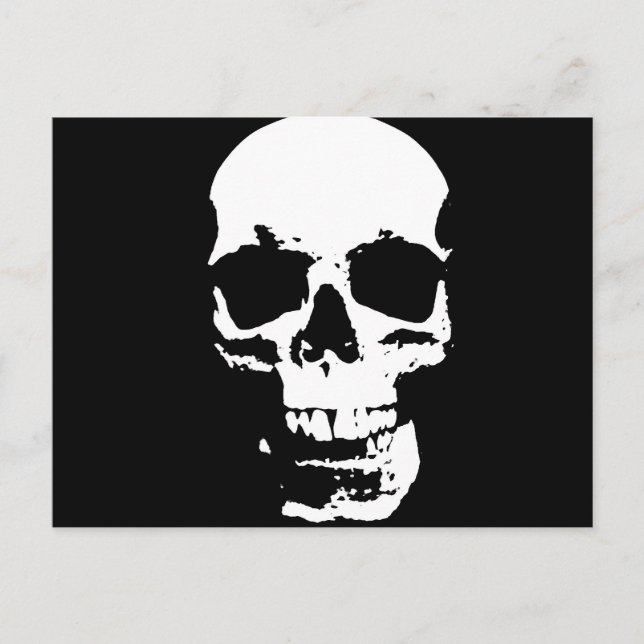 Schwarz-Weiß-Pop Skull Postkarte (Vorderseite)