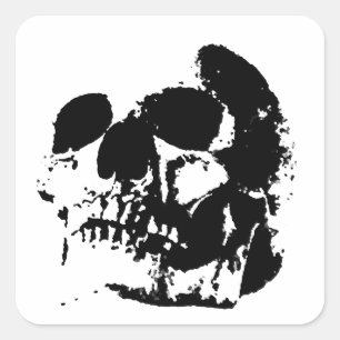 Schwarz-Weiß-Pop Skull Quadratischer Aufkleber