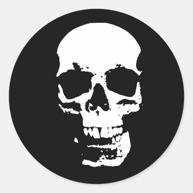 Schwarz-Weiß-Pop Skull Runder Aufkleber (Vorderseite)