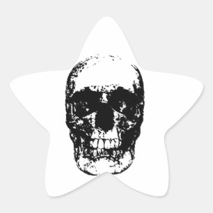 Schwarz-Weiß-Pop Skull Stern-Aufkleber