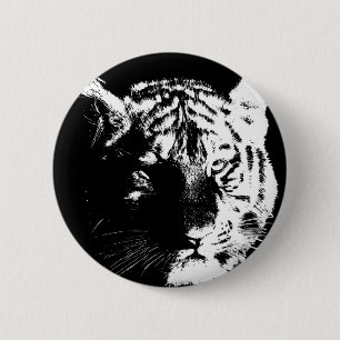 Schwarz-Weiß-Pop Tiger Button