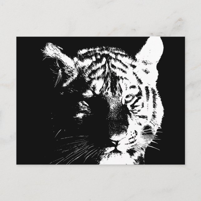 Schwarz-Weiß-Pop Tiger Postkarte (Vorderseite)