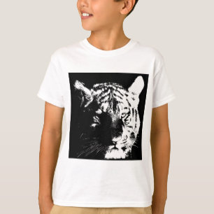 Schwarz-Weiß-Pop Tiger T-Shirt