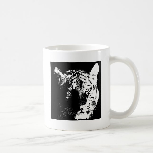 Schwarz-Weiß-Pop Tiger Tasse (Rechts)