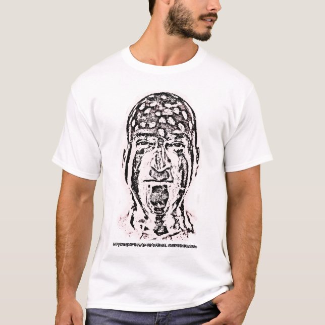 Schwarz-Weiß-Portrait auf Weiß T-Shirt (Vorderseite)