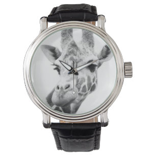 Schwarz-Weiß-Portrait einer Giraffe Armbanduhr