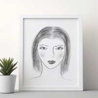 Schwarz-weiß-Porträt-Skizze für Galerie-Wand