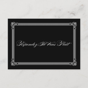 Schwarz-Weiß-Poster-Stil Hochzeit RSVP Karte