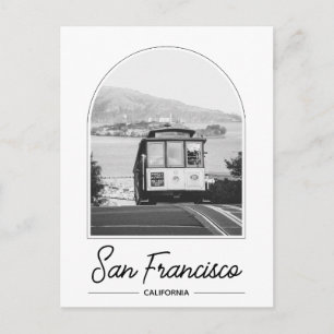 Schwarz-Weiß-Postkarte der Straßenbahn von San Fra Postkarte