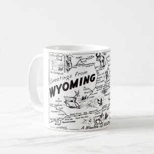 Schwarz-Weiß-Postkarte Karte der Wyoming-Tasse Kaffeetasse