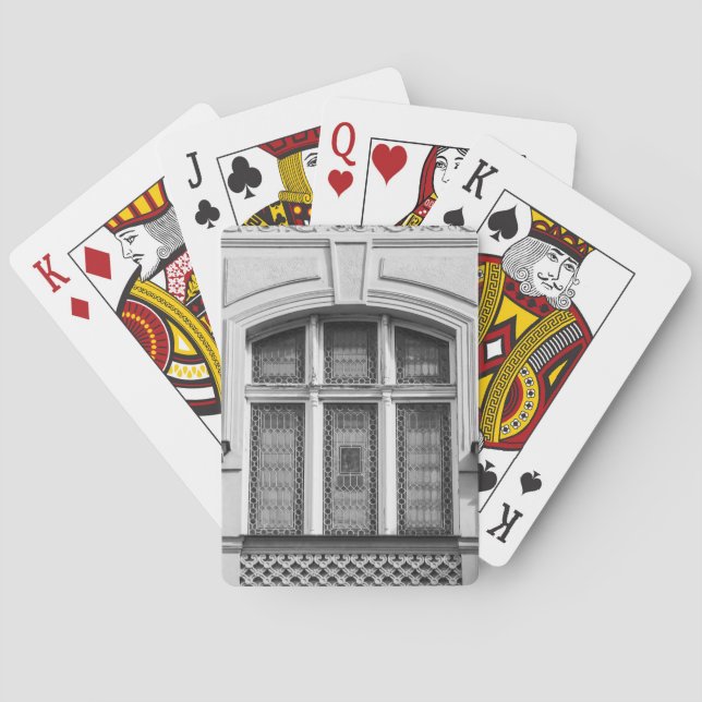 Schwarz-Weiß-Prag-Fenster Spielkarten (Rückseite)